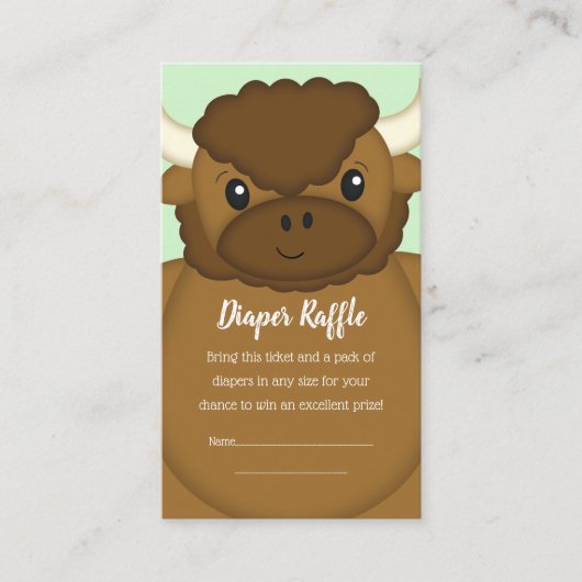 Bison Buffalo Baby shower Green Informatiekaartje (Voorkant)