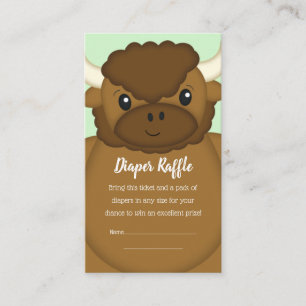 Bison Buffalo Baby shower Green Informatiekaartje