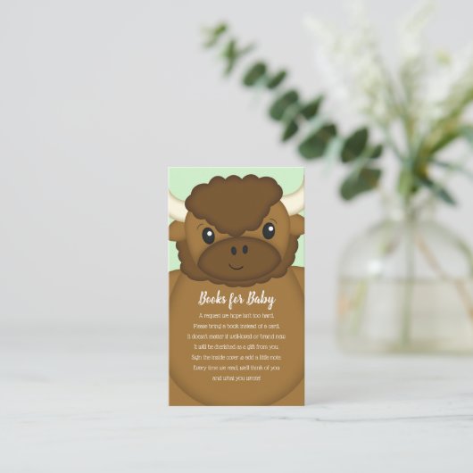 Bison Buffalo Baby shower Green Informatiekaartje (Staand voorkant)