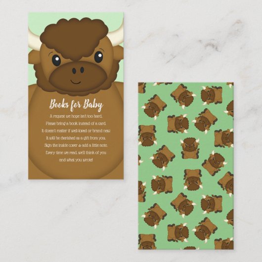 Bison Buffalo Baby shower Green Informatiekaartje (Voorkant / Achterkant)