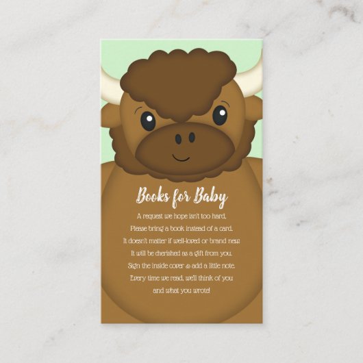 Bison Buffalo Baby shower Green Informatiekaartje (Voorkant)