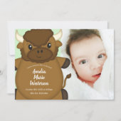 Bison Buffalo Baby shower Green Kaart (Voorkant)