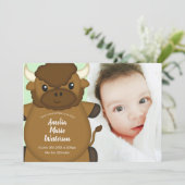 Bison Buffalo Baby shower Green Kaart (Staand voorkant)