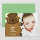 Bison Buffalo Baby shower Green Kaart (Voorkant / Achterkant)