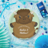 Bison Buffalo Baby shower Green Papieren Bordje (Feest)