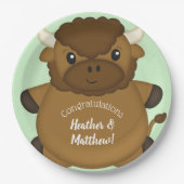 Bison Buffalo Baby shower Green Papieren Bordje (Voorkant)