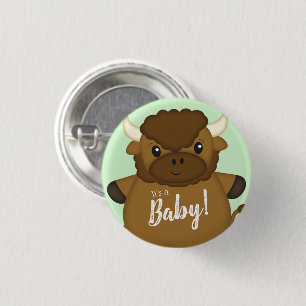 Bison Buffalo-Baby shower Ronde Button 3,2 Cm