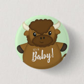 Bison Buffalo-Baby shower Ronde Button 3,2 Cm (Voorkant)