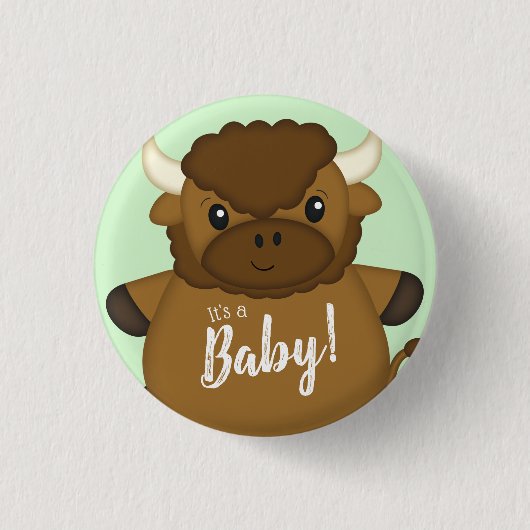 Bison Buffalo-Baby shower Ronde Button 3,2 Cm (Voorkant)