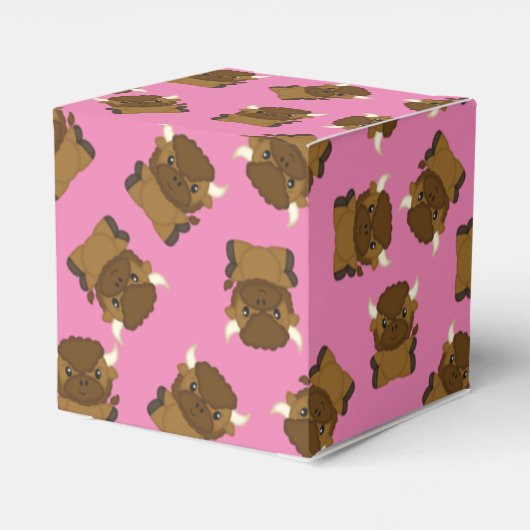 Bison Buffalo Baby shower Roze Bedankdoosjes (Achterkant)