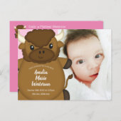 Bison Buffalo Baby shower Roze Briefkaart (Voorkant / Achterkant)