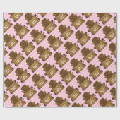 Bison Buffalo Baby shower Roze Cadeaupapier (Vlak)