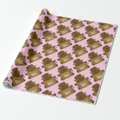 Bison Buffalo Baby shower Roze Cadeaupapier (Uitgerold)