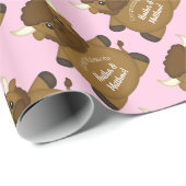 Bison Buffalo Baby shower Roze Cadeaupapier (Rol Hoek)