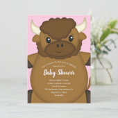 Bison Buffalo Baby shower Roze Kaart (Staand voorkant)