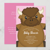 Bison Buffalo Baby shower Roze Kaart (Voorkant / Achterkant)