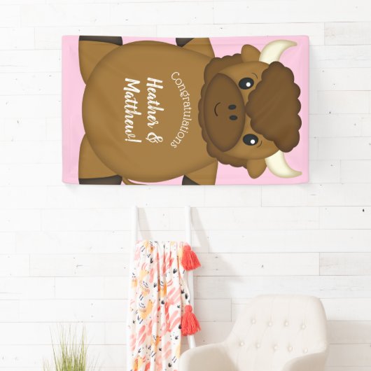 Bison Buffalo Baby shower Roze Spandoek (Insitu)
