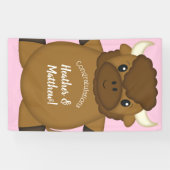 Bison Buffalo Baby shower Roze Spandoek (Horizontaal)
