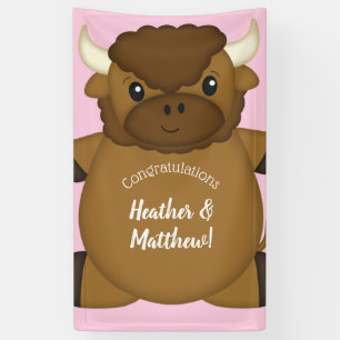 Bison Buffalo Baby shower Roze Spandoek