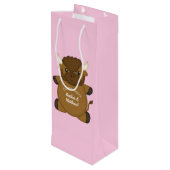 Bison Buffalo Baby shower Roze Wijn Cadeautas (Achterkant Gekanteld)