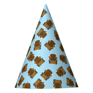 Bison Buffalo Birthday Party Blue Feesthoedjes