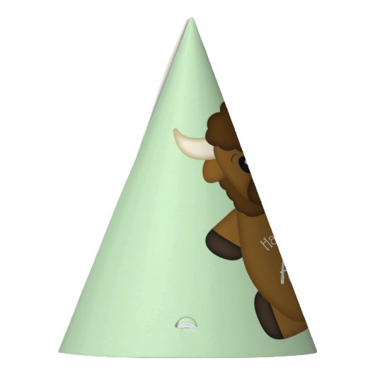 Bison Buffalo Birthday Party Green Feesthoedjes (Links)