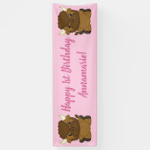 Bison Buffalo Birthday Party roze Spandoek (Verticaal)