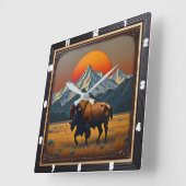 Bison Buffalo Bison bij zonsondergang Vierkante Klok (Hoek)