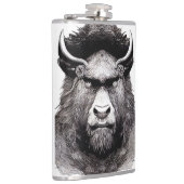 Bison Buffalo Dierlijke Wilde Natuur Illustratieli Heupfles (Rechts)