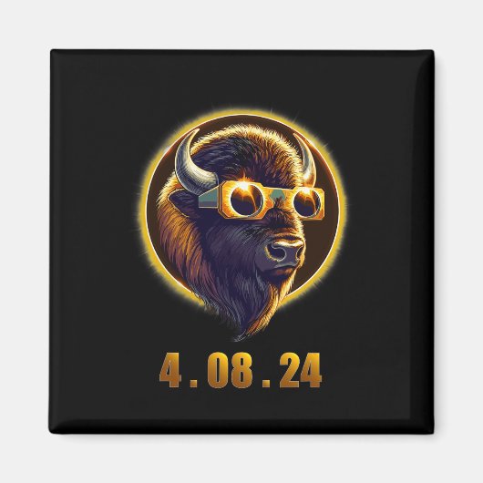 Bison Buffalo Dragen Gles Solar 2024 Eclipse Magneet (Voorkant)