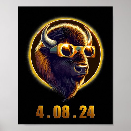 Bison Buffalo Dragen Gles Solar 2024 Eclipse Poster (Voorkant)