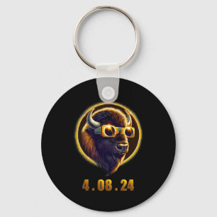 Bison Buffalo Dragen Gles Solar 2024 Eclipse Sleutelhanger