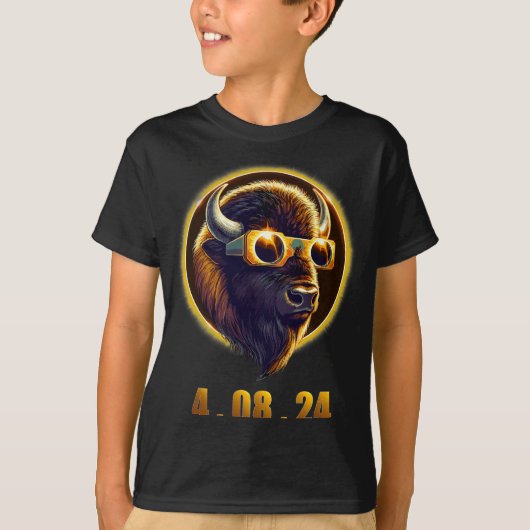 Bison Buffalo Dragen Gles Solar 2024 Eclipse T-shirt (Voorkant)