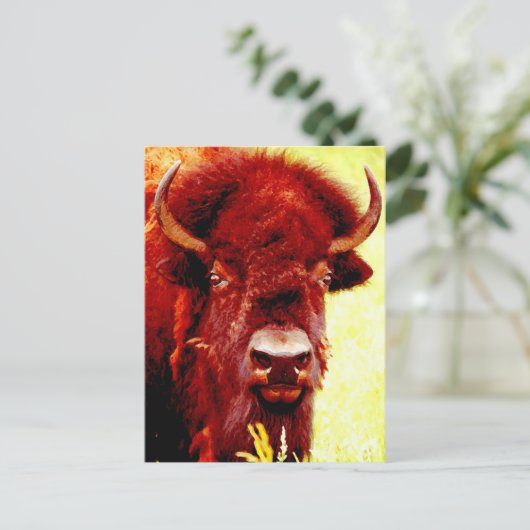 Bison/Buffalo Face Briefkaart (Staand voorkant)