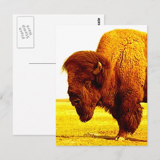 Bison/Buffalo Head Artwork Briefkaart (Voorkant / Achterkant)