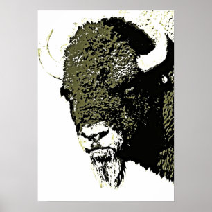 Bison Buffalo Head Artwork Poster