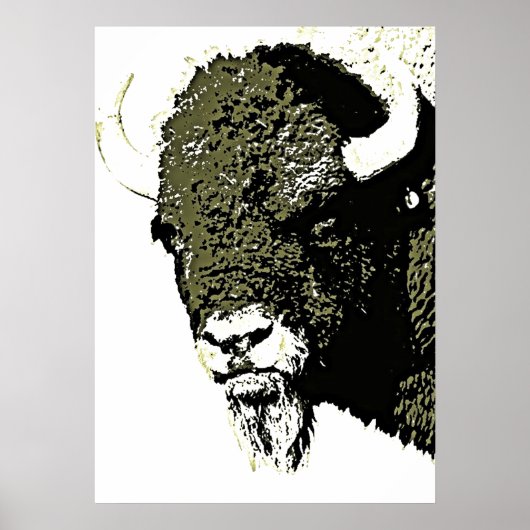 Bison Buffalo Head Artwork Poster (Voorkant)