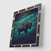 Bison Buffalo heeft Blauwgroen bizons bespeeld Vierkante Klok (Hoek)