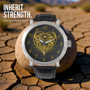 Bison Buffalo Illustratie in Heart Shape Design Horloge