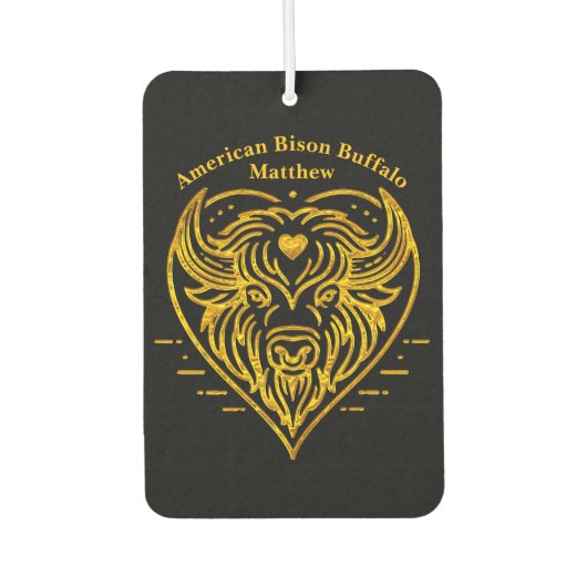 Bison Buffalo Illustratie in Heart Shape Design Luchtverfrisser (Voorkant)