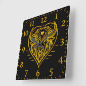Bison Buffalo Illustratie in Heart Shape Design Vierkante Klok (Hoek)