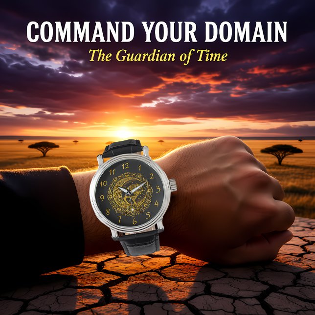 Bison Buffalo in een ingewikkeld bloemmotief Horloge (Creator heeft geüpload)