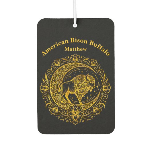 Bison Buffalo in een ingewikkeld bloemmotief Luchtverfrisser (Voorkant)
