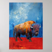 Bison Buffalo Kleurrijke Abstracte Moderne Schilde Poster (Voorkant)