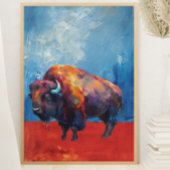 Bison Buffalo Kleurrijke Abstracte Moderne Schilde Poster