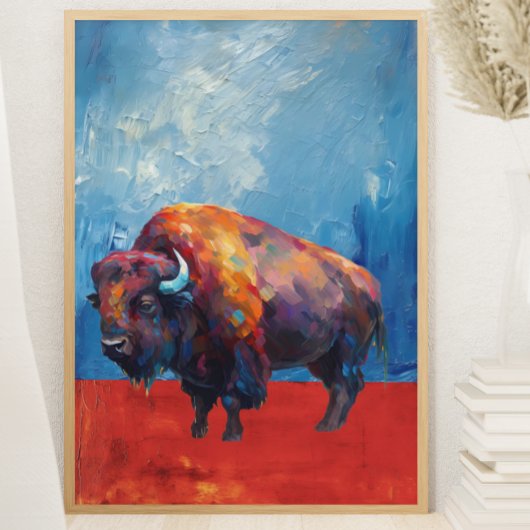 Bison Buffalo Kleurrijke Abstracte Moderne Schilde Poster