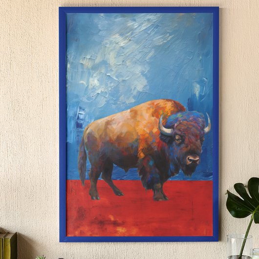 Bison Buffalo Kleurrijke Abstracte Moderne Schilde Poster