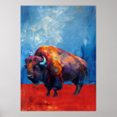 Bison Buffalo Kleurrijke Abstracte Moderne Schilde Poster (Voorkant)
