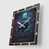 Bison Buffalo Midnight Bison Vierkante Klok (Hoek)