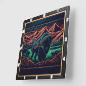 Bison Buffalo Neon Bison Vierkante Klok (Hoek)